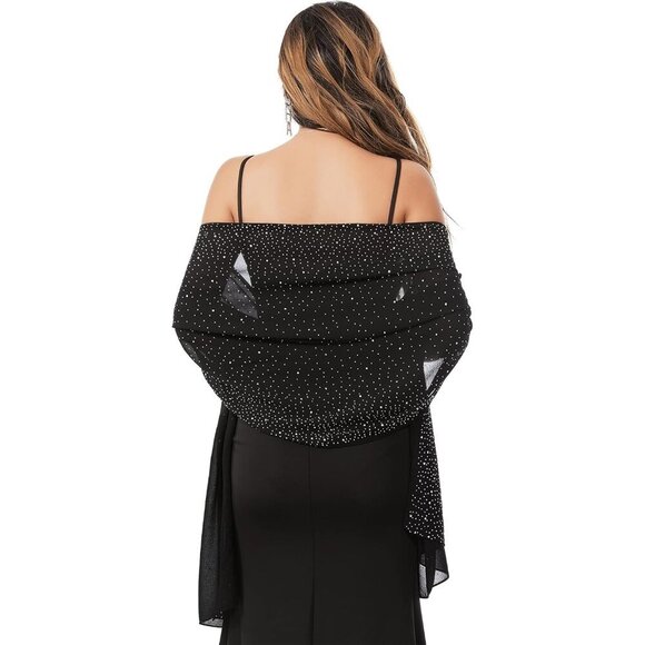 Gzcvba Sheer Chiffon Shawls & Wraps for Evening Dresses Elegant Soft Sparkly - Picture 1 of 9